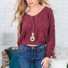 Worth The Hype Crop Sweater In Wine Image - 1