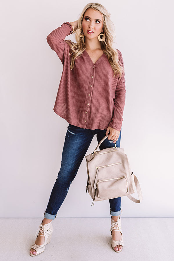 Peace, Love, And Lattes Crochet Top In Rustic Rose Image - 3