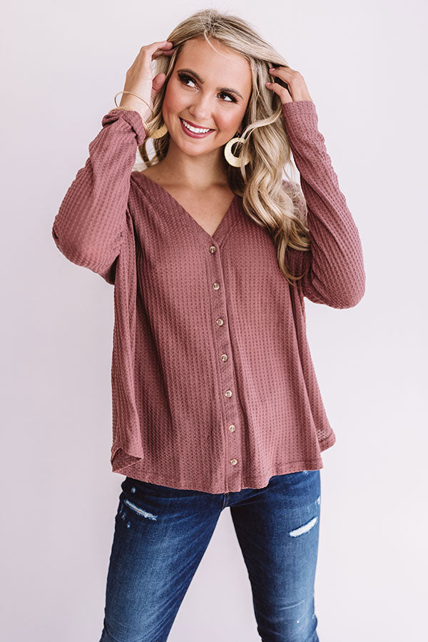 Peace, Love, And Lattes Crochet Top In Rustic Rose Image - 1