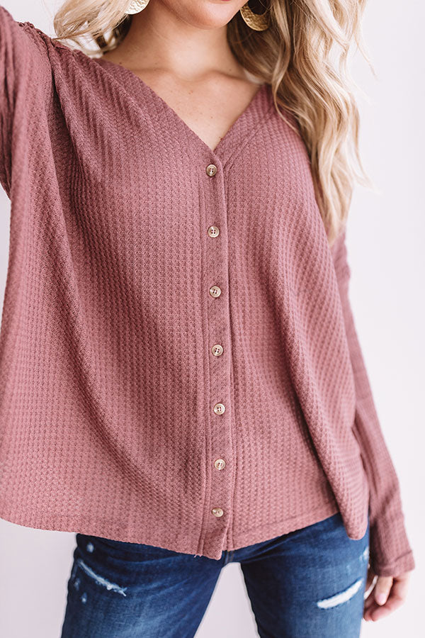 Peace, Love, And Lattes Crochet Top In Rustic Rose Image - 4