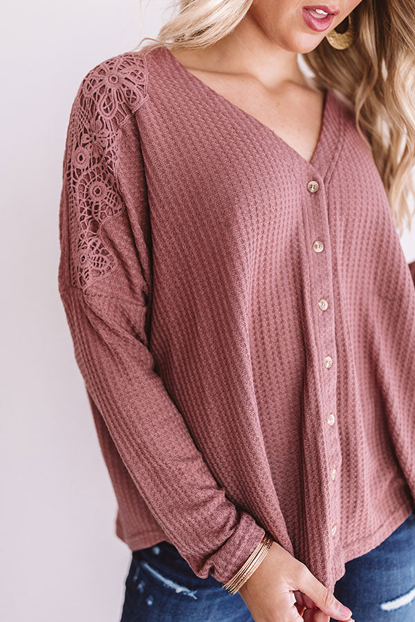 Peace, Love, And Lattes Crochet Top In Rustic Rose Image - 2