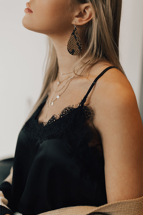 Bottle Service Snake Print Earrings in Brown Image - 3