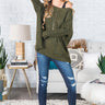 Cocoa And Chill Shift Sweater In Olive Image - 1