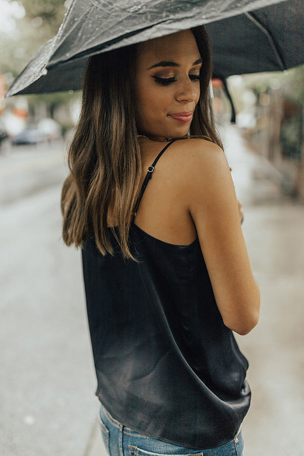 Feeling French Satin Tank In Navy Image - 3