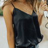 Feeling French Satin Tank In Navy Image - 1