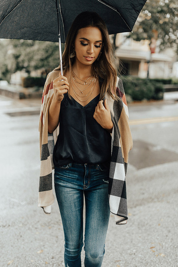 Feeling French Satin Tank In Navy Image - 2