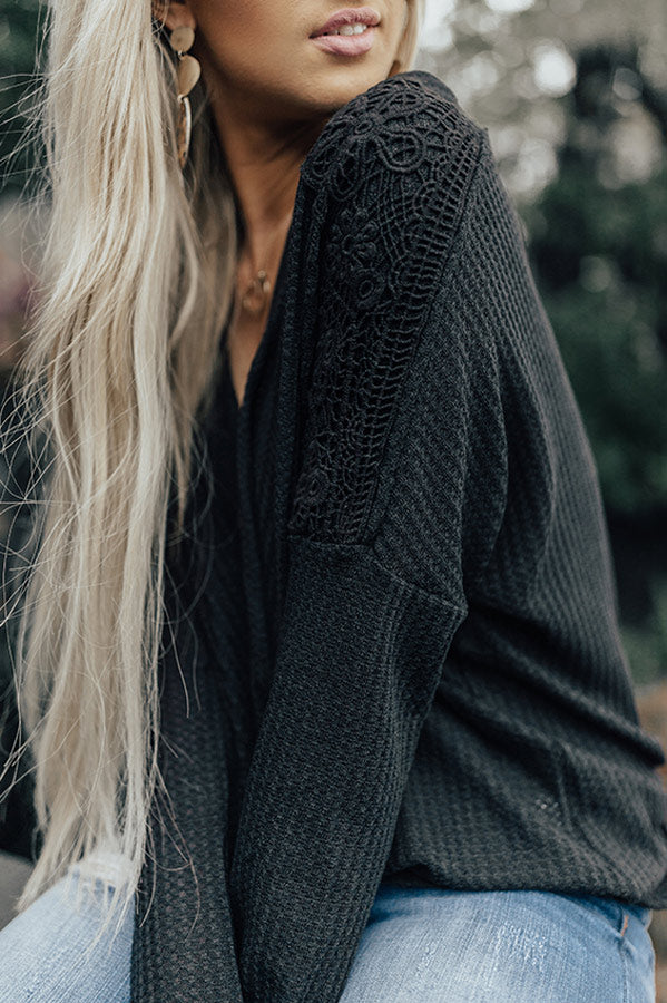 Peace, Love, And Lattes Crochet Top In Black Image - 3