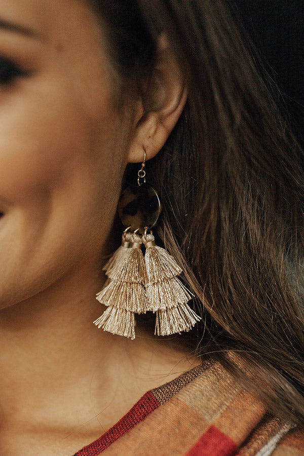 Make My Day Tassel Earrings in Iced Latte Image - 2