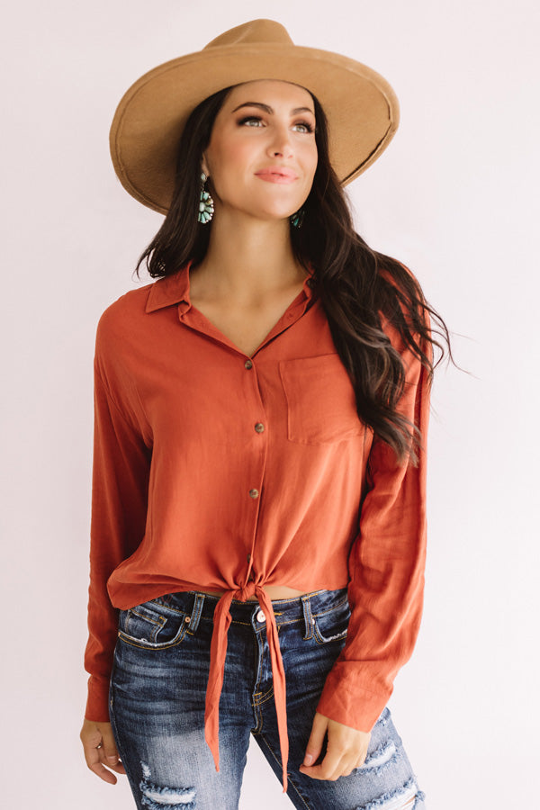 Weekend Weather Tie Top In Rust Image - 1