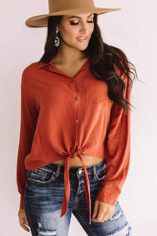 Weekend Weather Tie Top In Rust Image - 3