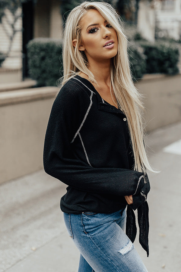 Lodge Party Henley Top In Black Image - 2