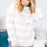 Snowy Mountain Striped Hoodie In Light Pink Image - 1