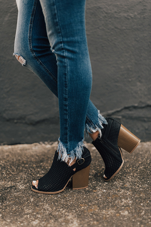 The Caitlyn Peep Toe Bootie In Black Image - 1