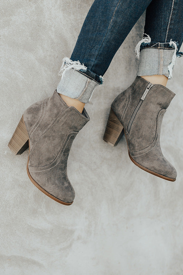 The Parton Faux Suede Bootie In Grey Image - 2