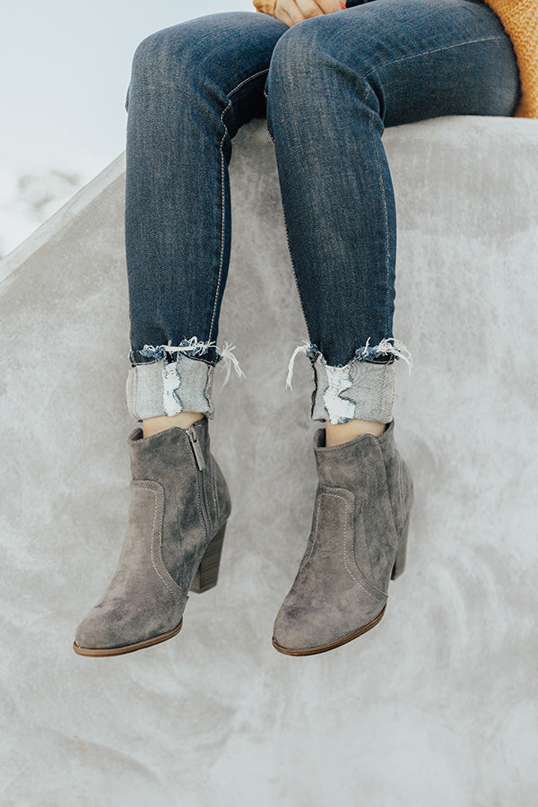 The Parton Faux Suede Bootie In Grey Image - 3