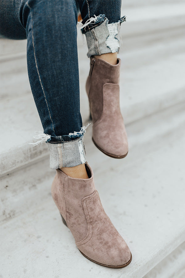 The Parton Faux Suede Bootie In Taupe