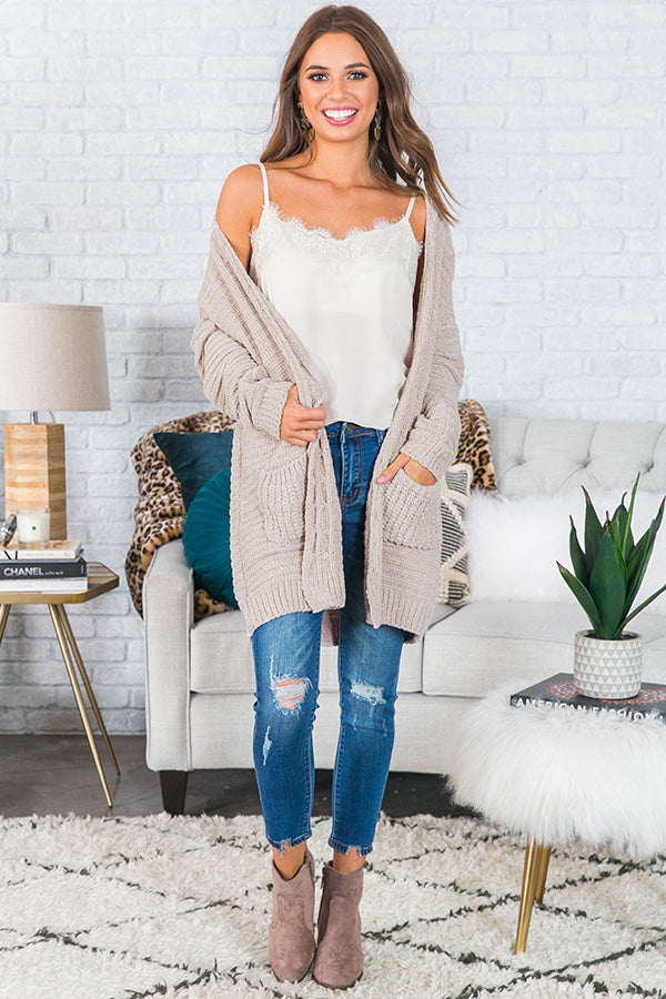 Better Bundle Up Chenille Cardigan in Natural
