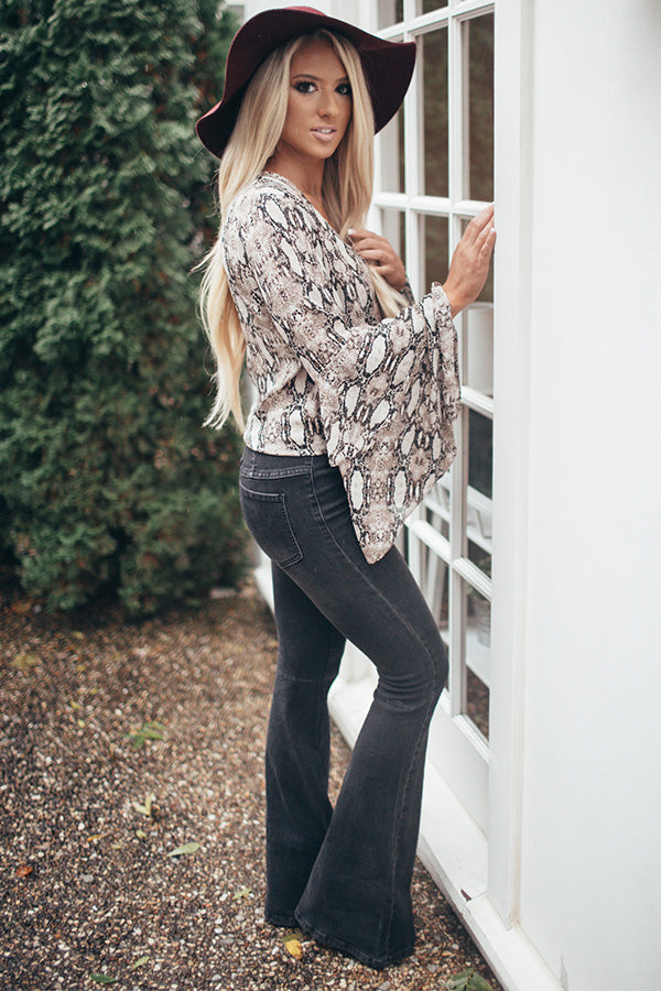 Camera Flashes Snake Print Tie Top Image - 3