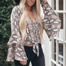 Camera Flashes Snake Print Tie Top Image - 1