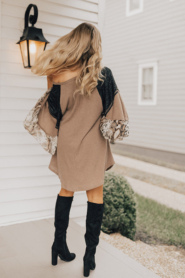 Martinis in Madison Waffle Knit Shift Dress In Mocha Image - 4