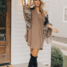 Martinis in Madison Waffle Knit Shift Dress In Mocha Image - 1