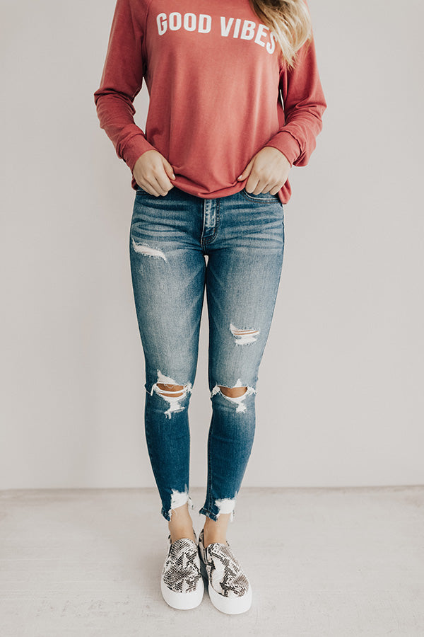 Good Vibes Only Sweatshirt In Rose Image - 4