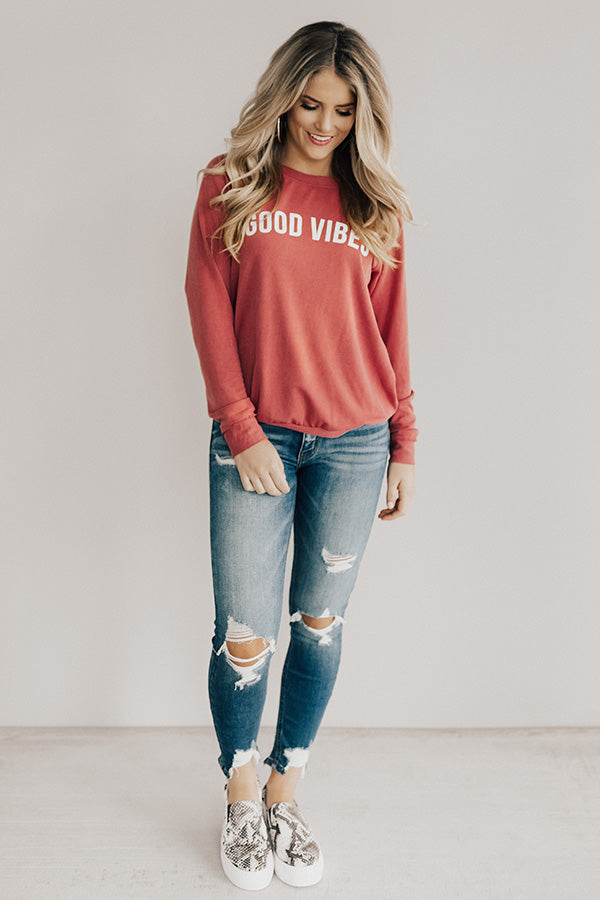 Good Vibes Only Sweatshirt In Rose Image - 1