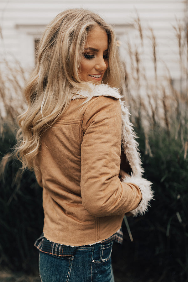 Cozier In Colorado Faux Suede Jacket in Tan Image - 1