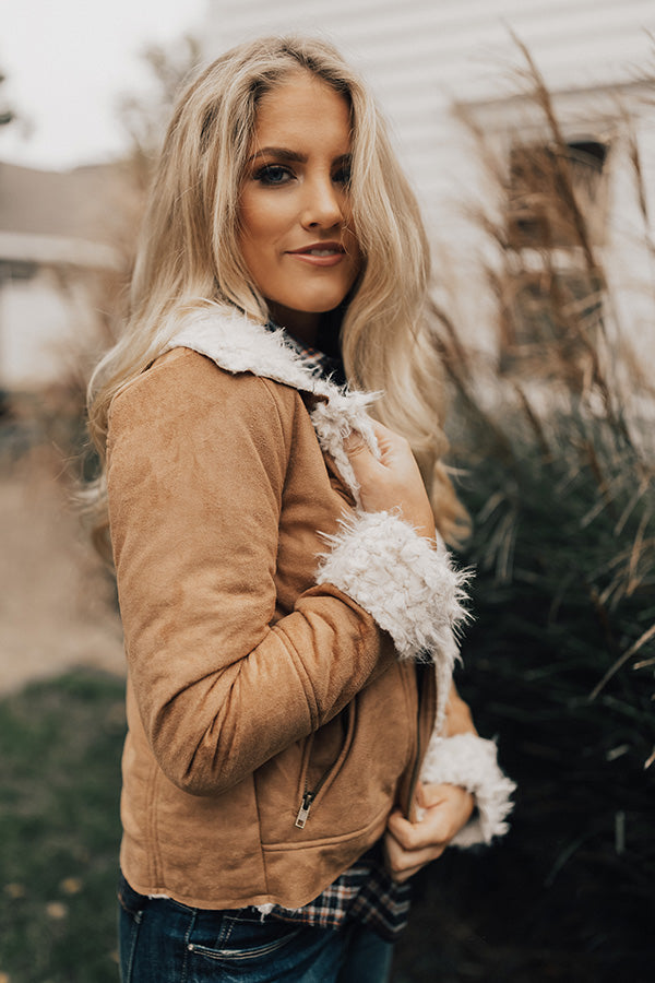 Cozier In Colorado Faux Suede Jacket in Tan Image - 5