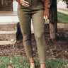 The Calvin Faux Suede High Waist Skinny In Olive Image - 1