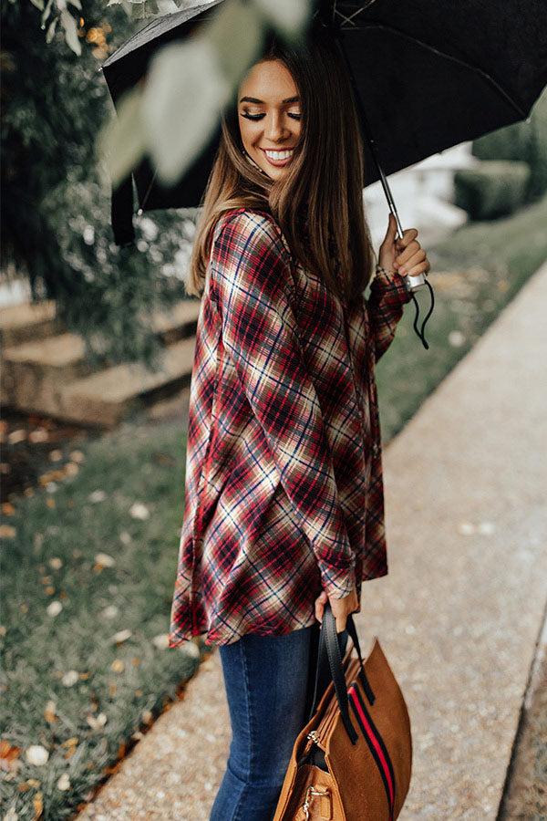 Crushing At The Cabin Plaid Shift Sweater Image - 3