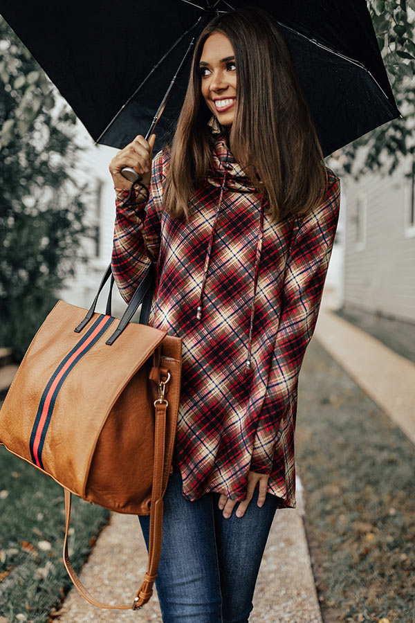 Crushing At The Cabin Plaid Shift Sweater