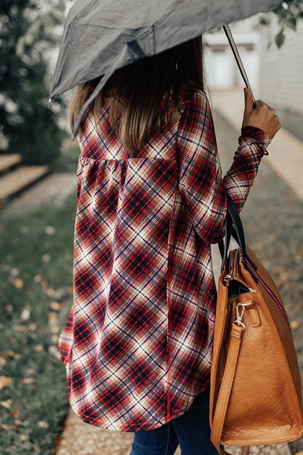 Crushing At The Cabin Plaid Shift Sweater Image - 4