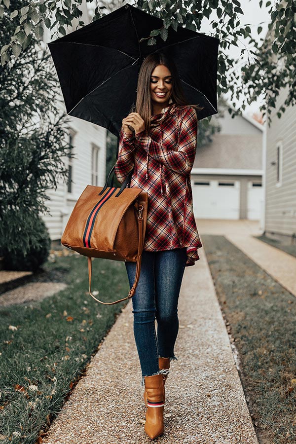 Crushing At The Cabin Plaid Shift Sweater Image - 2