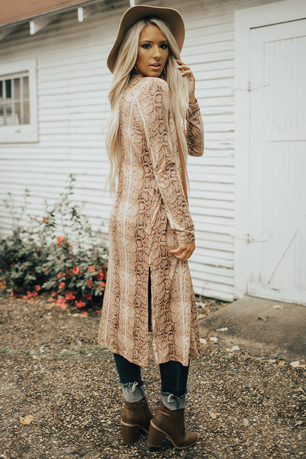 This Calls For Champagne Snake Print Cardigan in Brown Image - 5