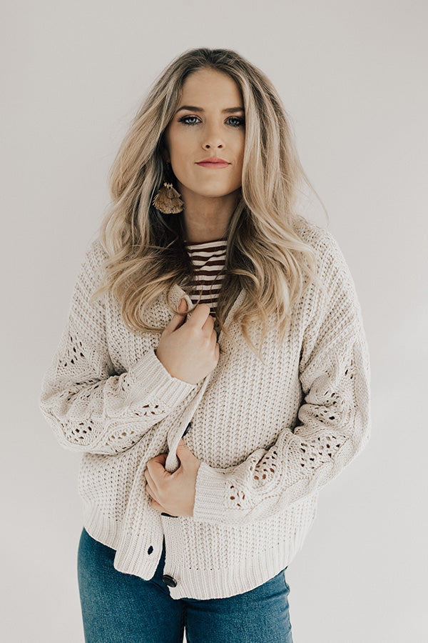Major Crush Knit Cardigan In Cream Image - 3