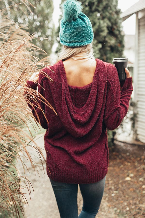 That Cozy Feeling Shift Sweater in Sangria Image - 3