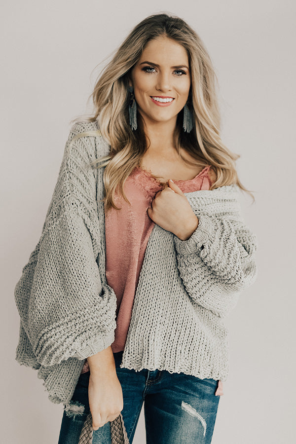 Can't Stop The Cuddles Knit Cardigan In Grey