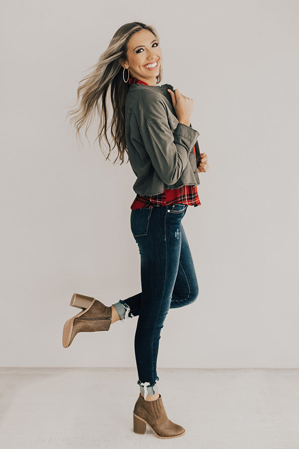 Chill And Kisses Lightweight Jacket in Olive Image - 5