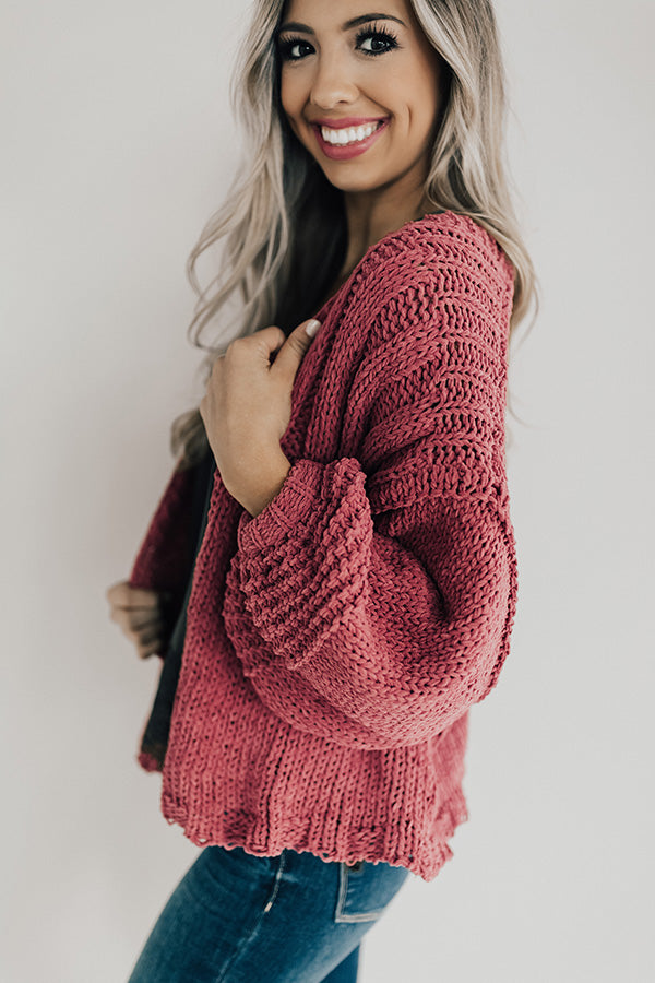 Can't Stop The Cuddles Knit Cardigan In Rose Image - 3