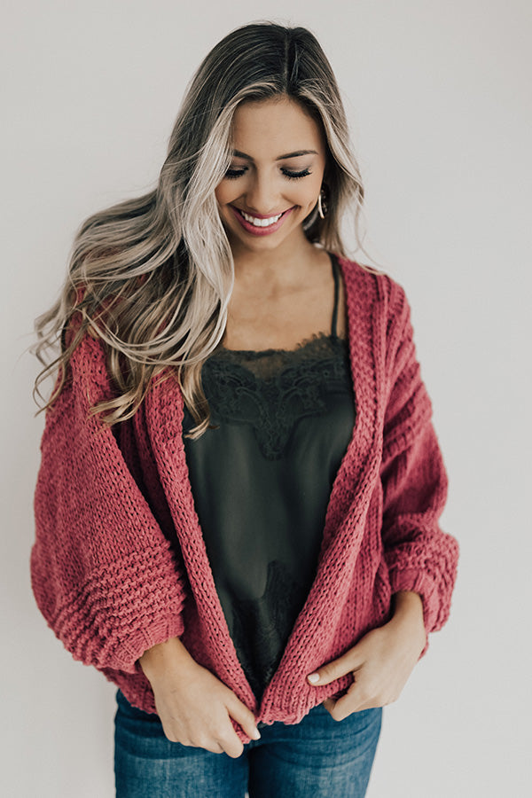 Can't Stop The Cuddles Knit Cardigan In Rose Image - 1