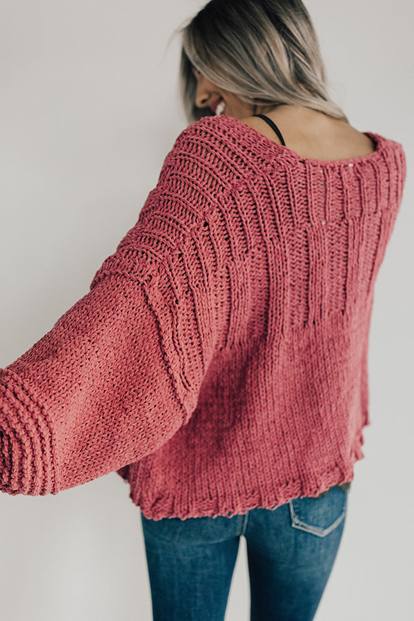 Can't Stop The Cuddles Knit Cardigan In Rose Image - 5