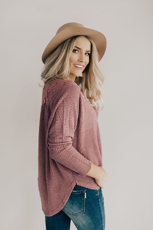 Kissing Under The Stars Waffle Knit Top in Vineyard Grape Image - 3