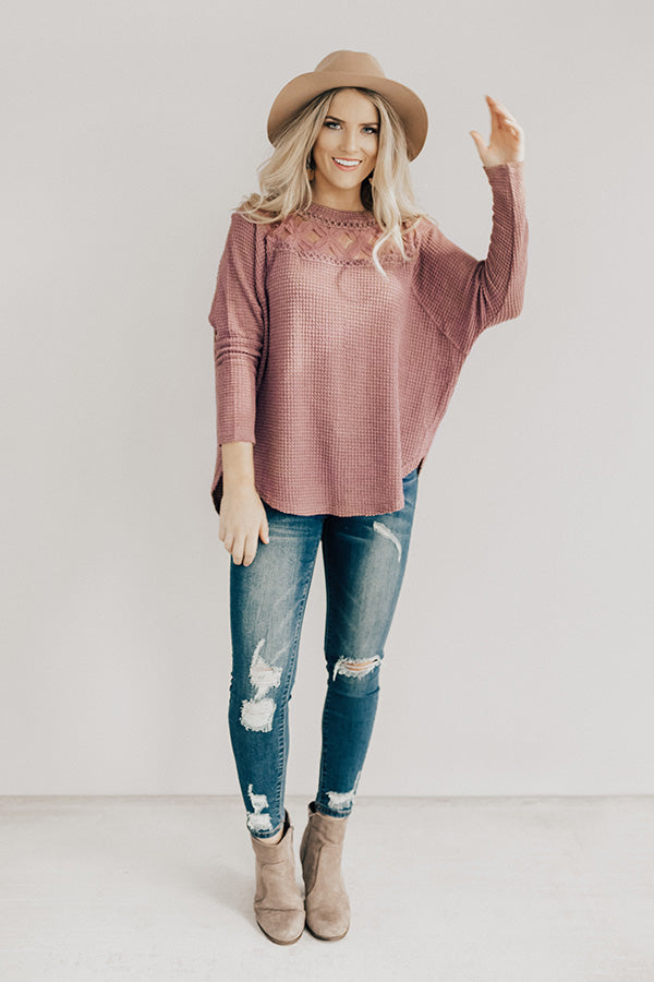 Kissing Under The Stars Waffle Knit Top in Vineyard Grape Image - 2