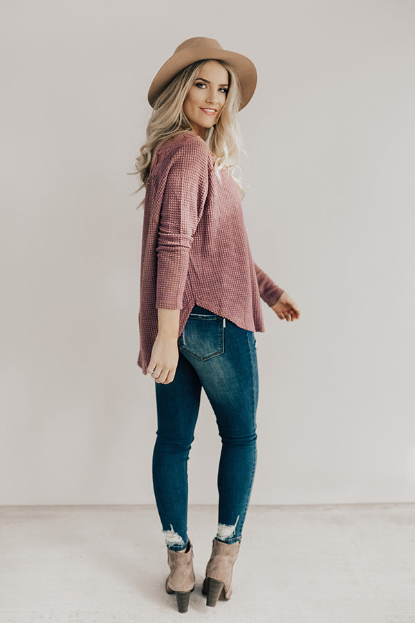 Kissing Under The Stars Waffle Knit Top in Vineyard Grape Image - 4