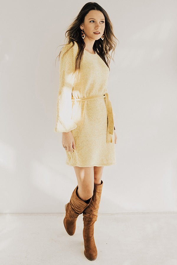 Keeping Cozy Chenille Sweater Dress in Marigold