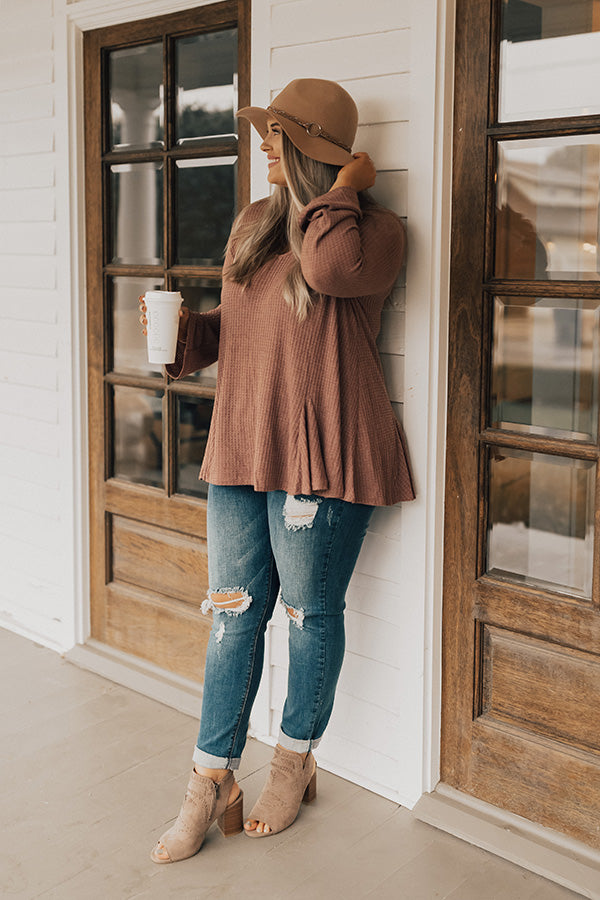 Sugar And Extra Spice Waffle Knit Top Curves Image - 2