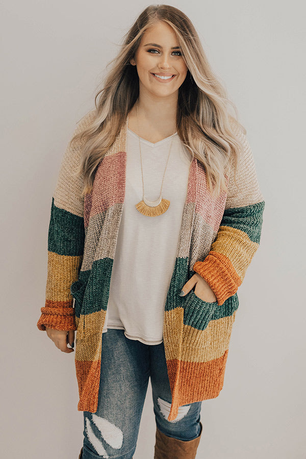 Making Magic Color Block Chenille Cardigan in Birch Curves Image - 2