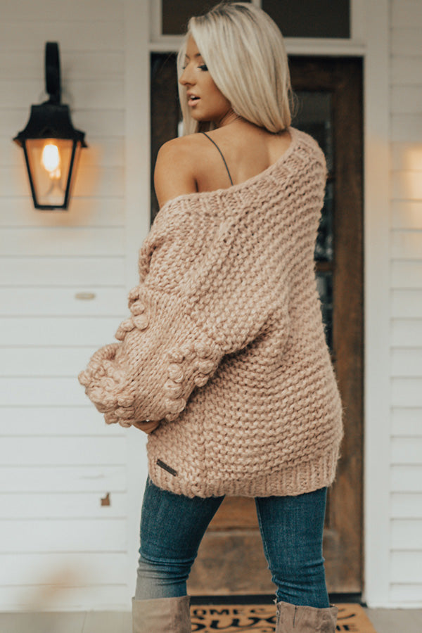 Sugar And Cinnamon Hand-Knit Cardigan In Blush Image - 3
