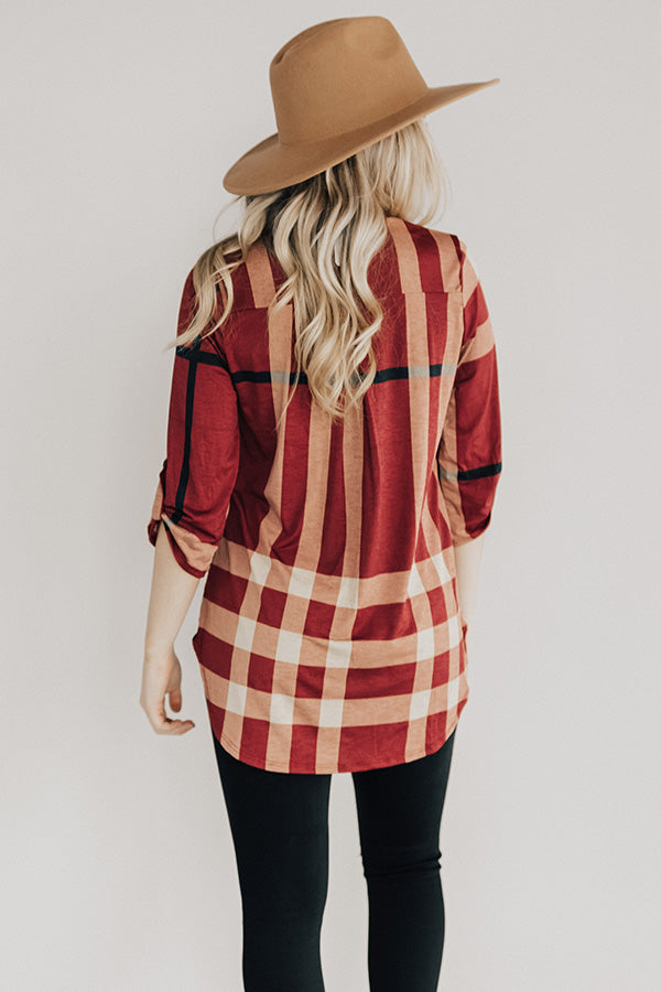 Crisp Days Shift Top in Sangria Image - 4